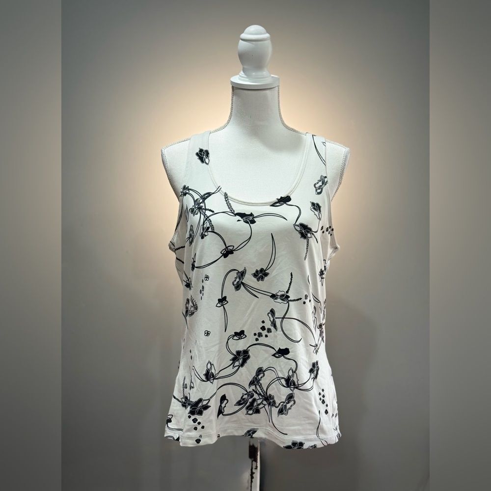 White Lady Foot Locker Floral Racerback Athletic Tank Size XL EUC